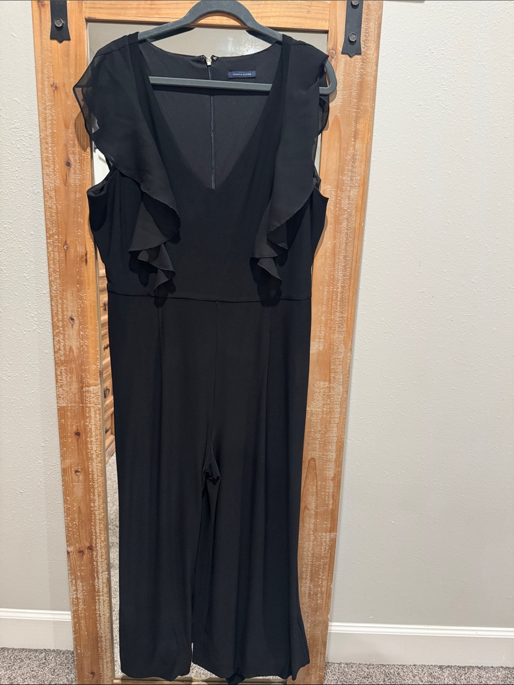 Tommy Hilfiger Black Sleeveless Ruffle Trim Jumpsuit
